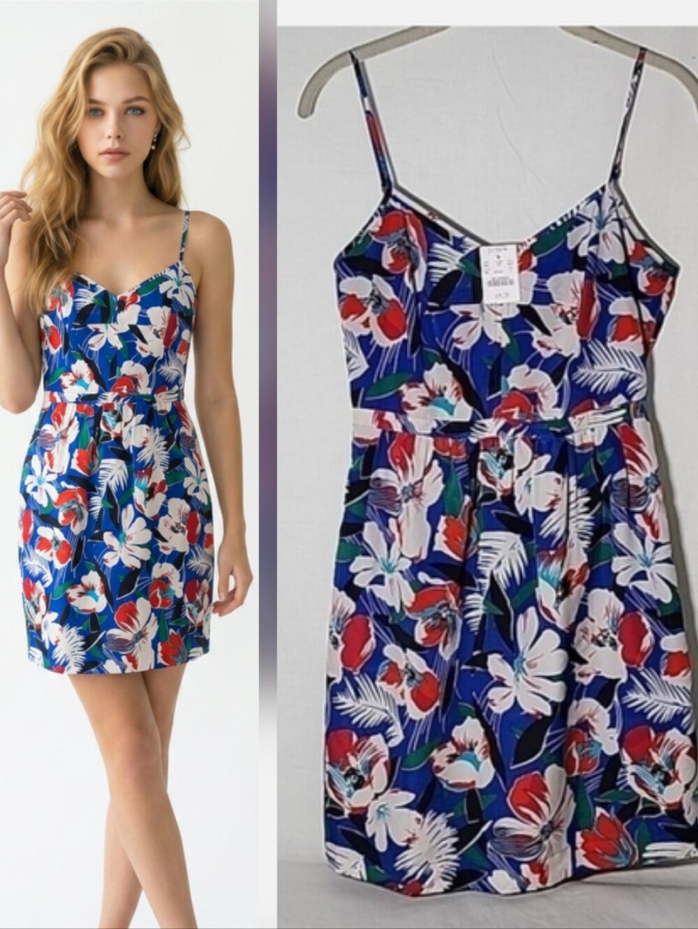 J. Crew  mini dress size 2 Navy Blue Colorful Floral Adjustable Straps🧡